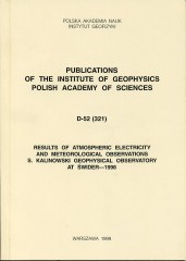 Results of Atmospheric Electricity and Meteorological Observations, S. Kalinowski Geophysical Observatory at Świder - 1998