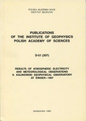 Results of Atmospheric Electricity and Meteorological Observations, S. Kalinowski Geophysical Observatory at Świder - 1997