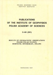 Results of Geomagnetic Observations, Polish Polar Station, Hornsund, Spitsbergen, 1994-1995