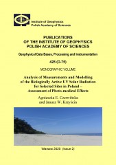 Analysis of Measurements and Modelling of the Biologically Active UV Solar Radiation for Selected Sites in Poland – Assessment of Photo-medical Effects