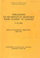 Results of Geomagnetic Observations, Belsk 1986