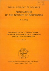 Proceedings of the XV General Assembly of the European Seismological Commission, Kraków, 22-28 September 1976. Part II