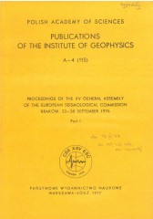 Proceedings of the XV General Assembly of the European Seismological Commission, Kraków, 22-28 September 1976. Part I