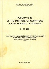 Électricité Atmosphérique et Météorologie Observatoire Géophysique de S. Kalinowski à Świder 1995