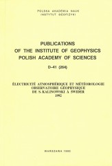 Électricité Atmosphérique et Météorologie Observatoire Géophysique de S. Kalinowski à Świder 1992