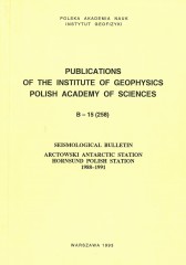 Seismological Bulletin. Arctowski Antarctic Station, Hornsund Polish Station 1988-1991