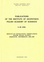 Results of Geomagnetic Observations, Polish Polar Station, Hornsund, Spitsbergen 1988-1989