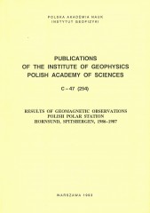 Results of Geomagnetic Observations, Polish Polar Station, Hornsund, Spitsbergen, 1986-1987