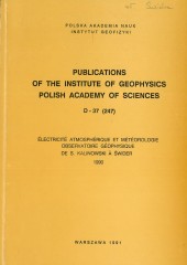 Électricité Atmosphérique et Météorologie Observatoire Géophysique de S. Kalinowski à Świder 1990
