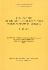 Électricité Atmosphérique et Météorologie Observatoire Géophysique de S. Kalinowski à Świder 1988