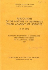 Électricité Atmosphérique et Météorologie Observatoire Géophysique de S. Kalinowski à Świder 1987