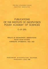 Results of Geomagnetic Observations, Polish Polar Station, Hornsund, Spitsbergen, 1982-1983