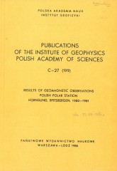 Results of geomagnetic observations, Polish Polar Station, Hornsund, Spitsbergen 1980-1981