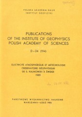 Électricité Atmosphérique et Météorologie Observatoire Géophysique de S. Kalinowski à Świder 1985