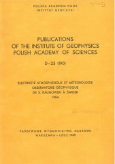Électricité Atmosphérique et Météorologie Observatoire Géophysique de S. Kalinowski à Świder 1984