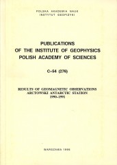 Results of Geomagnetic Observations, Arctowski Antarctic Station 1990-1991