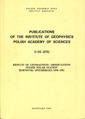 Results of Geomagnetic Observations, Polish Polar Station, Hornsund, Spitsbergen, 1990-1991