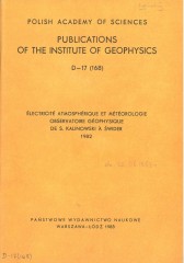Électricité Atmosphérique et Météorologie Observatoire Géophysique de S. Kalinowski à Świder 1982