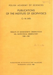Results of Geomagnetic Observations. Hel Geophysical Observatory 1980-1981
