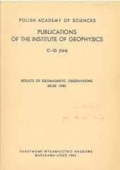 Results of Geomagnetic Observations, Belsk 1980