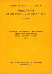 Électricité Atmosphérique et Météorologie Observatoire Géophysique de St. Kalinowski à Świder 1975