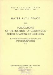 Électricité Atmosphérique et Météorologie Observatoire Géophysique de S. Kalinowski à Świder 1973