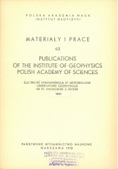 Électricité Atmosphérique et Météorologie Observatoire Géophysique de S. Kalinowski à Świder 1971