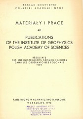 Résultats Des Enregistrements Séismologiques Dans Les Observatoires Polonais 1969