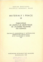 Électricité Atmosphérique et Météorologie Observatoire Géophysique de S. Kalinowski à Świder 1967