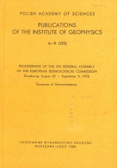 Proceedings of the XVI General Assembly of the European Seismological Commission, Strasbourg, August 29 - September 5, 1978. Symposia of Subcommissions